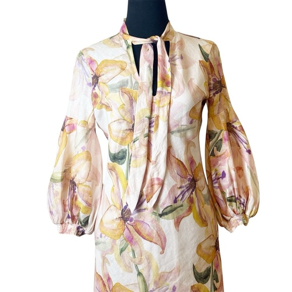 MPM Linen Floral Long Sleeve Maxi Dress - Picture 2 of 9
